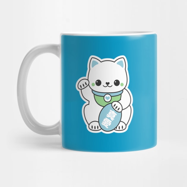 Pastel Blue Maneki Neko by sugarhai